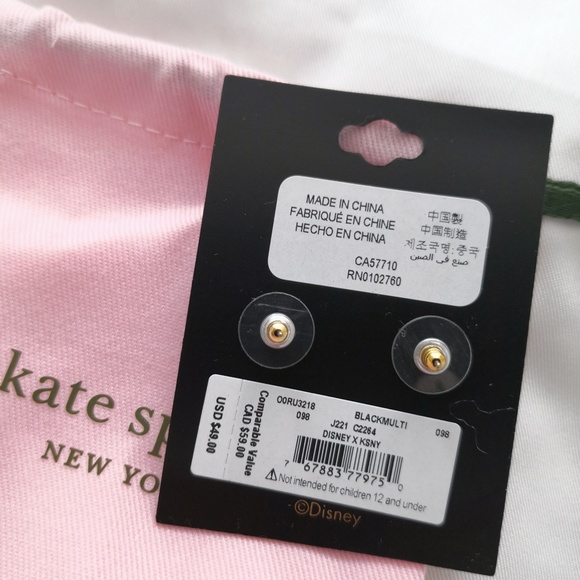 NEW KATE SPADE X DISNEY MINNIE STUD EARRINGS W/ DUST BAG O0RU3218 $49 - Picture 3 of 4